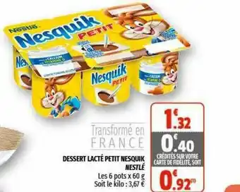 Dessert Lacté Petit Nesquik Nestlé