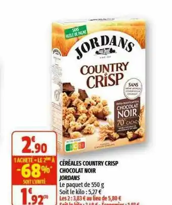 Coccinelle Express Céréales Country Crisp Chocolat Noir Jordans offre
