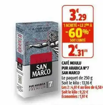 Coccinelle Express Café Moulu Pur Arabica N°7 San Marco offre