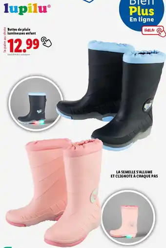 Lidl LUPILU Bottes de pluie lumineuses enfant offre