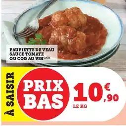 U Express Paupiette de veau sauce tomate ou coq au vin offre