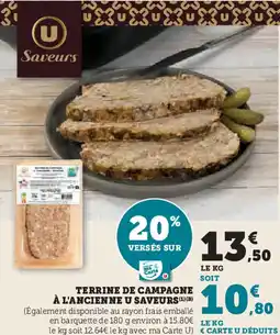 U Express U SAVEURS Terrine de campagne à l'ancienne offre