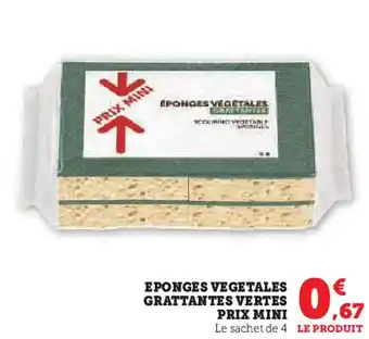 U Express PRIX MINI Eponges vegetales grattantes vertes offre