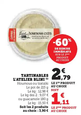 U Express L'ATELIER BLINI Tartinables offre