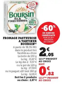 U Express BOURSIN Fromage pasteurise a tartiner offre