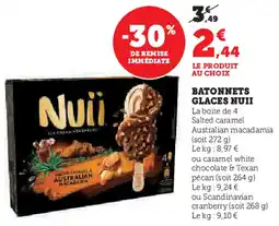 U Express NUII Batonnets glaces offre