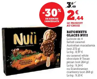 U Express NUII Batonnets glaces offre