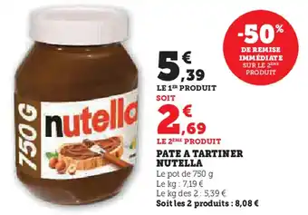 U Express NUTELLA Pate a tartiner offre