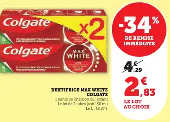 U Express COLGATE Dentifrice max white offre