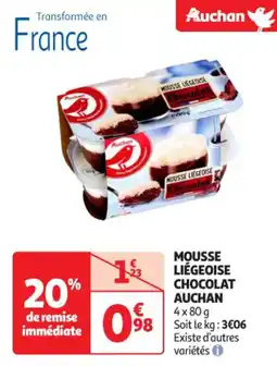 Auchan Supermarché AUCHAN Mousse liégeoise chocolat offre