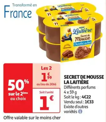 Auchan Supermarché LA LAITIÈRE Secret de mousse offre