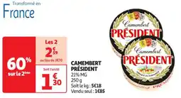 Auchan Supermarché PRÉSIDENT Camembert offre