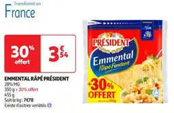 Auchan Supermarché PRÉSIDENT Emmental râpé offre