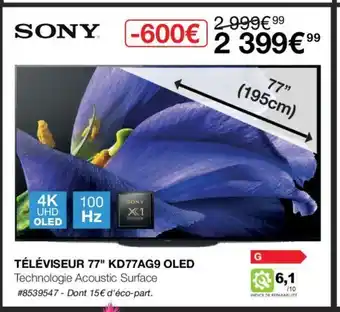 Costco Téléviseur 77" KD77AG9 OLED offre