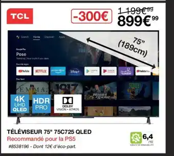 Costco Téléviseur 75" 75C725 Qled offre