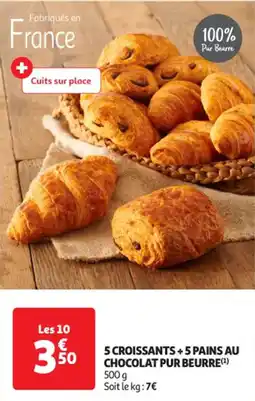 Auchan Supermarché 5 croissants + 5 pains au chocolat pur beurre offre