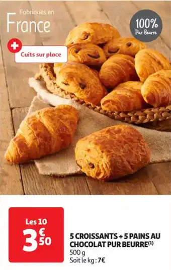 Auchan Supermarché 5 croissants + 5 pains au chocolat pur beurre offre