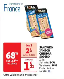 Auchan Supermarché SODEBO Sandwich jambon cheddar offre