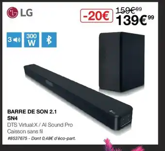 Costco Barre De Son 2.1 SN4 offre