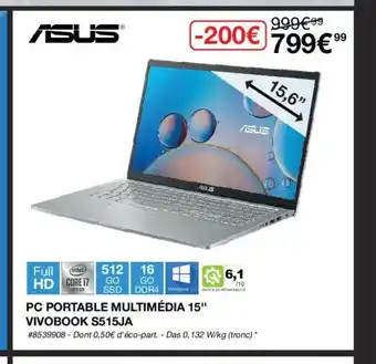 Costco PC Portable Multimédia 15" Vivobook S515JA offre