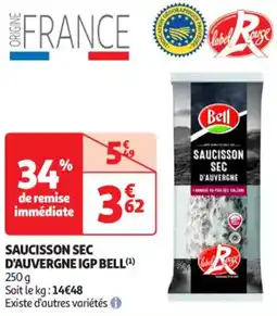 Auchan Supermarché BELL Saucisson sec d'auvergne igp offre