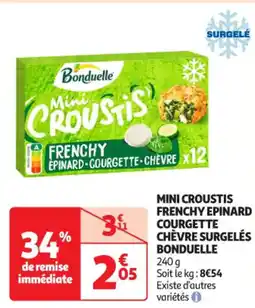 Auchan Supermarché BONDUELLE Mini croustis frenchy epinard courgette chèvre surgelés offre