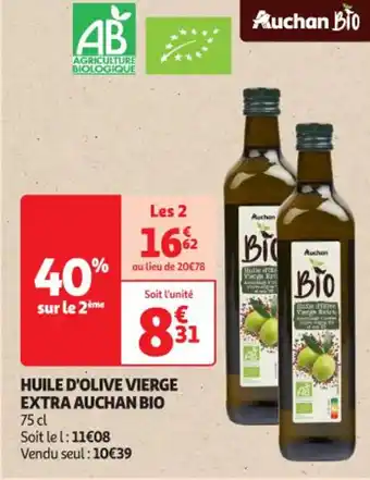 Auchan Supermarché AUCHAN BIO Huile d'olive vierge extra offre