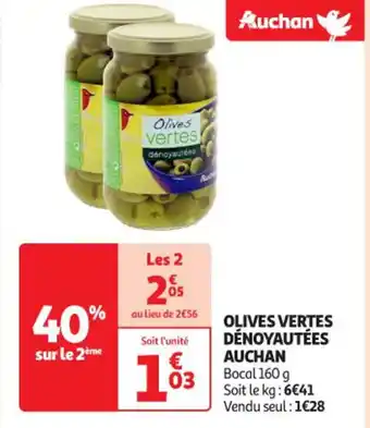 Auchan Supermarché AUCHAN Olives vertes dénoyautées offre