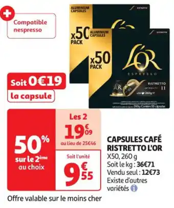 Auchan Supermarché L'OR Capsules café ristretto offre