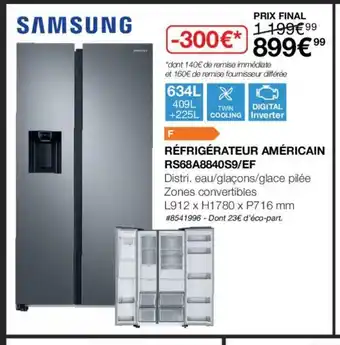 Costco Réfrigérateur Américain RS68a8840s9/EF offre