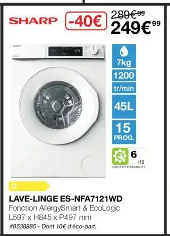 Costco Lave-Linge Es-NFA7121WD offre
