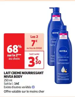 Auchan Supermarché NIVEA Lait creme nourrissant body offre