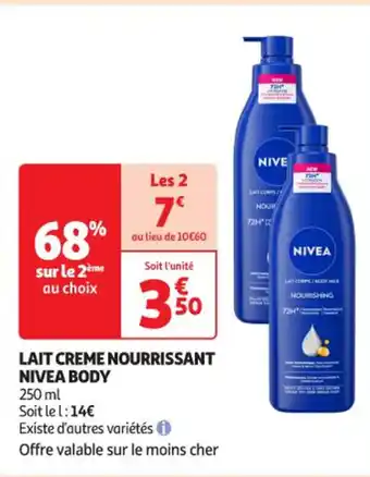 Auchan Supermarché NIVEA Lait creme nourrissant body offre