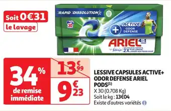 Auchan Supermarché ARIEL Lessive capsules active+ odor defense pods offre