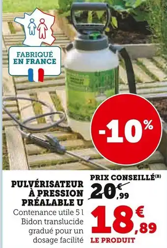 Super U U Pulvérisateur à pression préalable offre