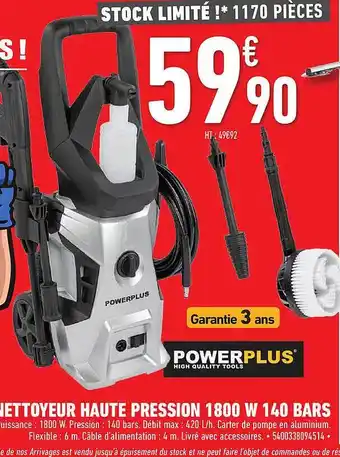 Brico Cash Nettoyeur Haute Pression 1800 W 140 Bars offre