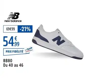 Intersport NEW BALANCE Bb80 du 40 au 46 offre