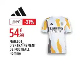 Intersport ADIDAS Maillot d'entraînement de football homme offre