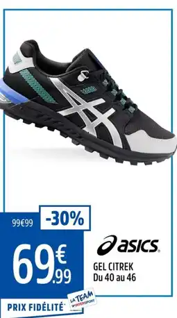 Intersport ASICS Gel citrek du 40 au 46 offre