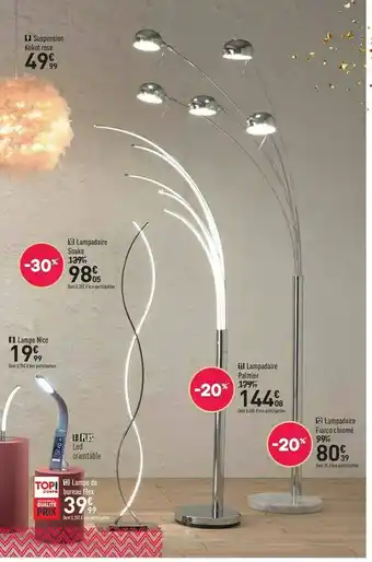 Suspension Kokot Rose, Lampadaire Snake, Lampe Nico, Lampadaire Palmer, Lampadaire Fiarco Chromé