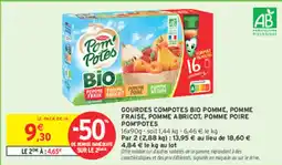 Intermarché Express POM'POTES Gourdes compotes bio pomme, pomme fraise, pomme abricot, pomme poire offre