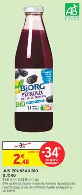 Intermarché Express BJORG Jus pruneau bio offre