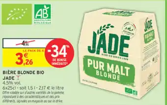 Intermarché Express JADE Bière blonde bio offre