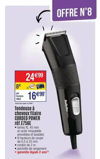 Cora x Carrefour Tondeuse à Cheveux Filaire Gorded Power offre