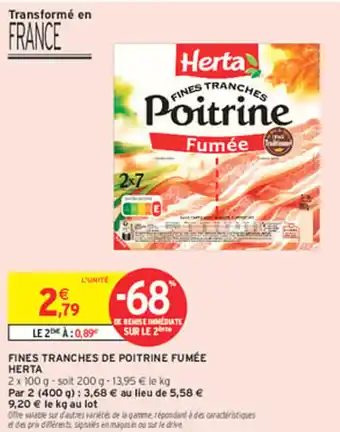 Intermarché Express HERTA Fines tranches de poitrine fumée offre