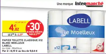 Intermarché Express LABELL Papier toilette classique x12 blanc moelleux offre