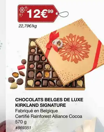 Costco Chocolats Belges De Luxe Kirkland Signature offre