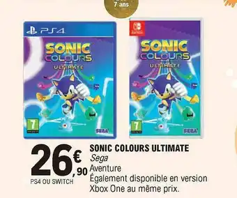 E.Leclerc Sonic Colours Ultimate Sega Aventure offre