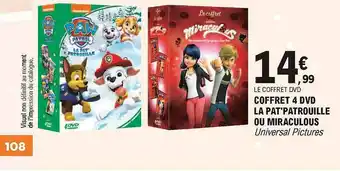 Coffret 4 Dvd La Pat'patrouille Ou Miraculous