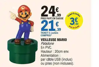 E.Leclerc Veilleuse Mario Paladone offre